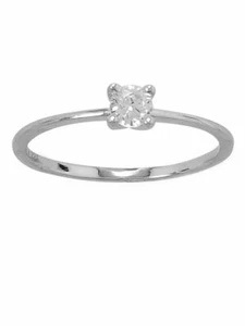 Anillo de compromiso solitario de 4 mm circonio cúbico rodio sobre plata esterlina - Imagen 1 de 1