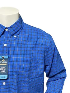 Member’s Mark Men’s Poplin Cotton Shirt Size Large Blue Button Down Long Sleeves - Picture 1 of 16