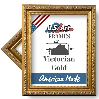 US Art Frames 1.37" Victorian Gold Ornate Solid Wood Picture Frame S-Lot - Image 1 of 4