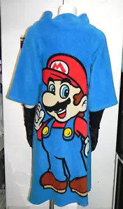 Super Mario Bros Blue Bath Robe Bathrobe PJ One Size Full Print - Picture 1 of 4