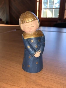 Candy Designs Norway Norwegian Blue Stars large Angel 5" tall Gold Hair Vntg - Picture 1 of 12