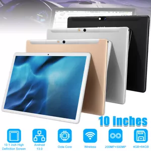 10.1 inch Tablet Android 12 Tablets 4 GB RAM 64GB ROM Dual Camera Bluetooth USA - Picture 1 of 17
