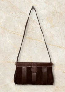 Vintage RONEY Suede Leather Handbag Clutch Purse MCM MOD 70s Purse - Picture 1 of 24