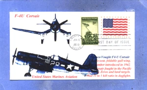 F-4U CORSAIR USMC Marines Chance-Vought Fighter Aircraft Color Cachet First Day - Picture 1 of 1