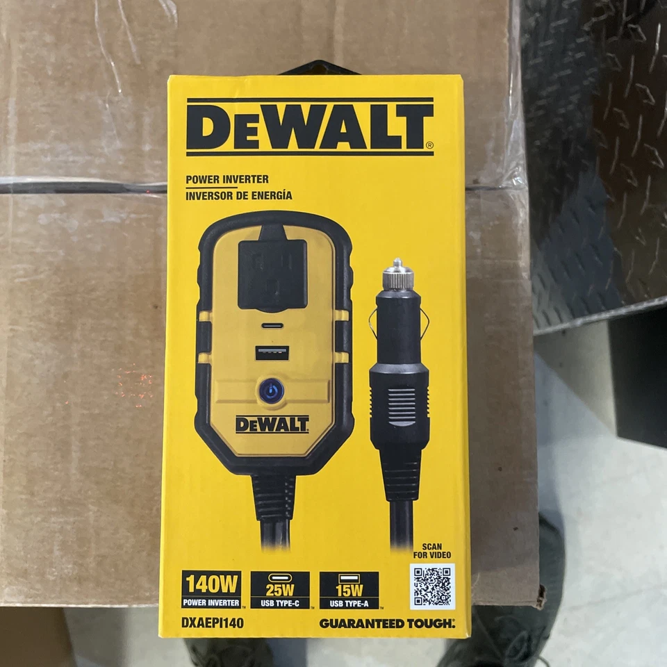 DeWALT DXAEPI140 Power Inverter 12VDC, 120VAC, 140 WATT - Image 1 of 3