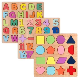 Holzpuzzle für Kinder ABC-Alphabet  und Formen Bildung & Spaß für Kleinkinder - Bild 1 von 14
