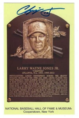 Chipper Jones Autographed HOF Plaque Card Postmarked Induction Date Fanatics/MLB - Image 1 of 2