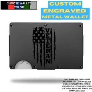 Amerikanische Flagge (Veteran) individuelle Lasergravur auf einer Aluminium-Geldbörse - Bild 1 von 9