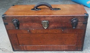 VINTAGE OAK MACHINIST TOOL CHEST LARGE SIZE WITH 8 DRAWERS H. Gerstner & Sons ? - Picture 1 of 10