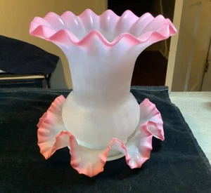 Lampada fata vetro arte vittoriana rosa e trasparente 2 pezzi luce candela 6 1/4 pollici - Foto 1 di 20
