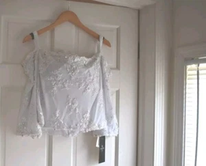 Alyce Paris white Crystal Beaded Lace Up Bodice Party Festival wedding night out - Picture 1 of 9