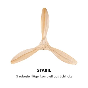 Deckenventilator Fernbedienung Echtholzflügel 8h Timer 3 Stufe Edel Stabil 52" - Bild 1 von 5