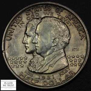 1921 2x2 Alabama Commemorative Half Dollar 50C (Cracked Planchet Mint Error!) - Picture 1 of 3