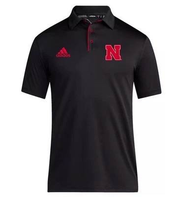 adidas Women’s Nebraska Cornhuskers Black Coaches Polo Sz.L NEW JU6833 AEROREADY - Image 1 of 4