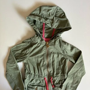 Isaac Mizrahi Girl Pink Tie Belted Full Gold Zip Hooded Jacket Green Size XS (4) - Picture 1 of 13