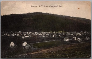 Postal Roscoe Nueva York c1908 Vista desde Campbell Inn Sullivan Co. a Willowemoc - Imagen 1 de 2