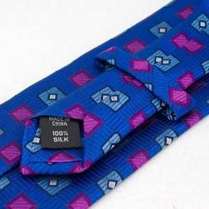 Corbata de seda Hickey Freeman azul magenta foulard para hombre nueva sin etiquetas corbata de diseñador China XL - Imagen 1 de 6
