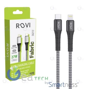 ROVI FABRIC SA213 CAVO RICARICA IN TESSUTO DA USB-C A IPHONE 1,5M 27W SILVER - Imagen 1 de 1