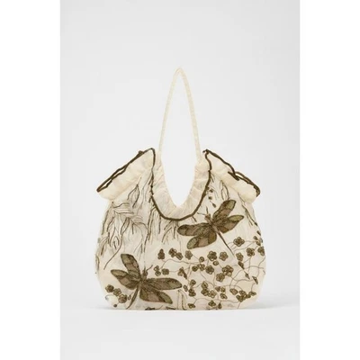 ZARA EMBROIDERED DETAIL TOTE BAG - Image 1 of 4