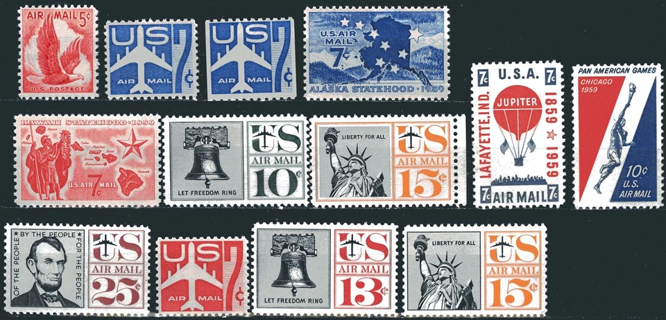 SC# C50-63 - 1958-63 Airmail Mint Never Hinged Stamps - 13 MNH Stamps - Image 1 of 1
