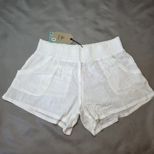 Pantalones Cortos Prana Fernie Para Mujer XL Blanco Cintura Ajustada Mezcla de Algodón Verano Informales - Imagen 1 de 9