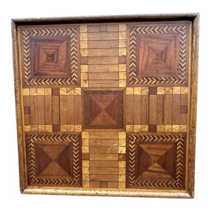 Antikes doppelseitiges Holz Intarsien Spielbrett - Bild 1 von 17