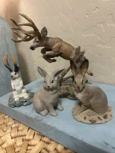 4 Pc Lot, Animal Collection Jackalope - Jack-A-Lope Family Figurines - Picture 1 of 11