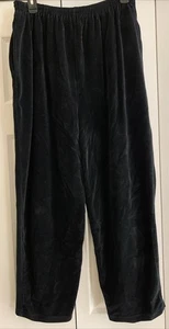 The Villager Women’s Size L Vtg Velour Pants Black Elastic Waistband - Picture 1 of 4