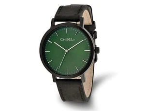 Chisel Black Plated Green Dial Analog Watch with Leather Band - Picture 1 of 4