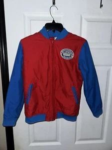 Disney Cars Lightning McQueen Boy Bomber Jacket Size G 10 Red Blue Team 95 - Picture 1 of 4