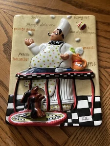 Vintage Küche Dekor Wandkunst, italienischer Koch mit Pizza, Gebäck & Dackel (T-17) - Bild 1 von 8