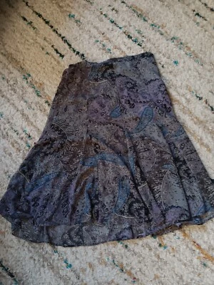 Falda Coldwater Creek para mujer floral de cachemira ajustada y acampanada pequeña mediana Cremallera (Ch) Foto 1 de 4