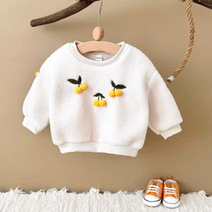 Kids Baby Girl Clothes Fleece Sweatshirt Top Sweater Macaron Infant Top Coats - Picture 1 of 23