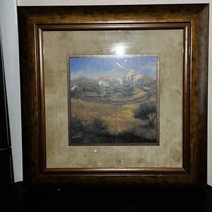 S. McGannon Wine Vineyard Water Color Painting Print Framed and Matted 23" x 23" - Picture 1 of 8