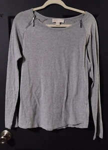 Camicia donna nera Michael Kors manica lunga con cerniere argento ad ogni spalla - Foto 1 di 4