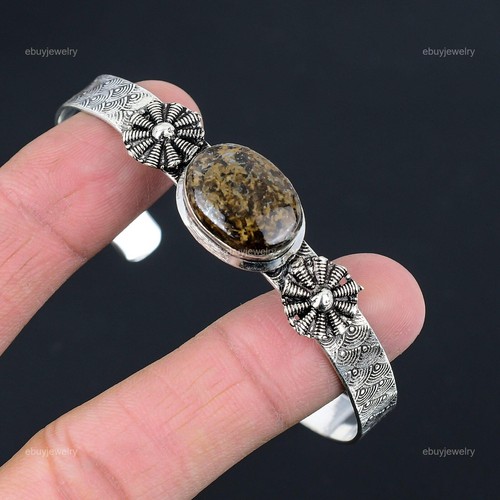 VALENTINO Bracciale Regolabile Argento Sterling 925 Bracciale Donna Gemma Bronzite Naturale