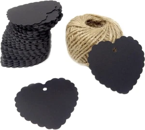 100PCS Kraft Paper Blank Heart Gift Tags with 100 Feet Jute Twine for DIY Crafts - Picture 1 of 7