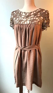 ALYTHEA Women’s Dress Tunic Blouse 4 Lacina Lace Bronze Brown BEAUTIFUL Small S - Picture 1 of 8