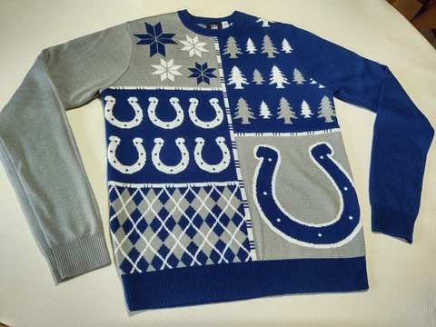 INDIANAPOLIS COLTS CHRISTMAS SWEATER NFL FOOTBALL TEAM APPAREL SIZE: MEDIUM Cover