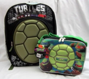 Ninja Turtles Large 16" Backpack Shell Pocket and 9.5" TMNT Shell Lunchbox-New! - Picture 1 of 4
