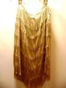 Costume Co. Theatrical Dress. Art Deco Style Flapper Dress L sz Beige - Picture 1 of 6