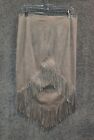 G.I.L.I Women's Faux Suede Pencil Skirt 10 Beige With Fringe Lined Pre-Owned