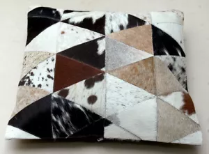 New COWHIDE Cushion Covers Leather Pillow Patchwork Cushion # 111(18"x18") - Picture 1 of 4