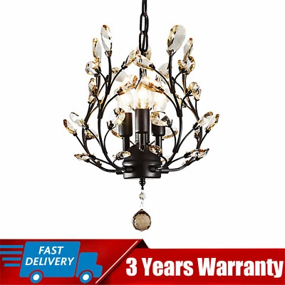 Elegant Black Crystal Chandelier Modern Ceiling Light Pendant Lighting Fixture - Image 1 of 4