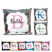 initial sequin pillow