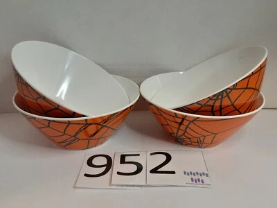 Cuencos de melamina de plástico telaraña negra y naranja de Halloween de 4 piezas Foto 1 de 4