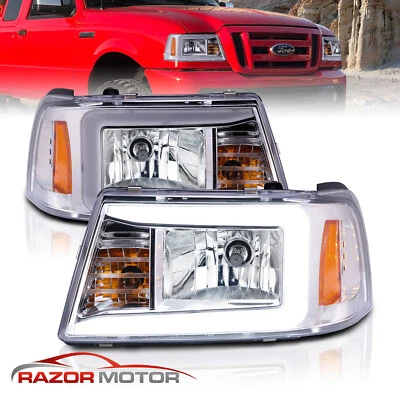 [LED Bar] 2001-2011 Ford Ranger Pickup Truck LED Running Light Chrome Headlights - Image 1 of 4