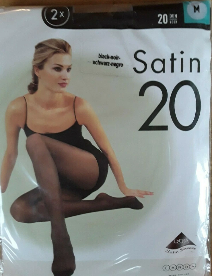 2 Stück C&A Canda Feinstrumpfhose Größe M 40/42 "Satin 20" 20den schwarz Neu OVP - Bild 1 von 2