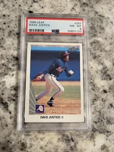 PSA 8 1990 LEAF DAVE DAVID JUSTICE #297 ROOKIE CARD NM - Picture 1 of 3