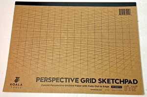 NEW Koala Tools 2-Point Perspective Grid 9" by 12" Sketchpad 40 Sheets Fade Out - Picture 1 of 3